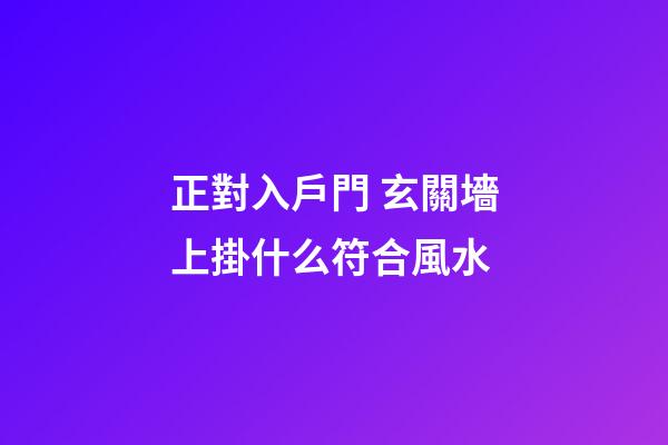 正對入戶門 玄關墻上掛什么符合風水